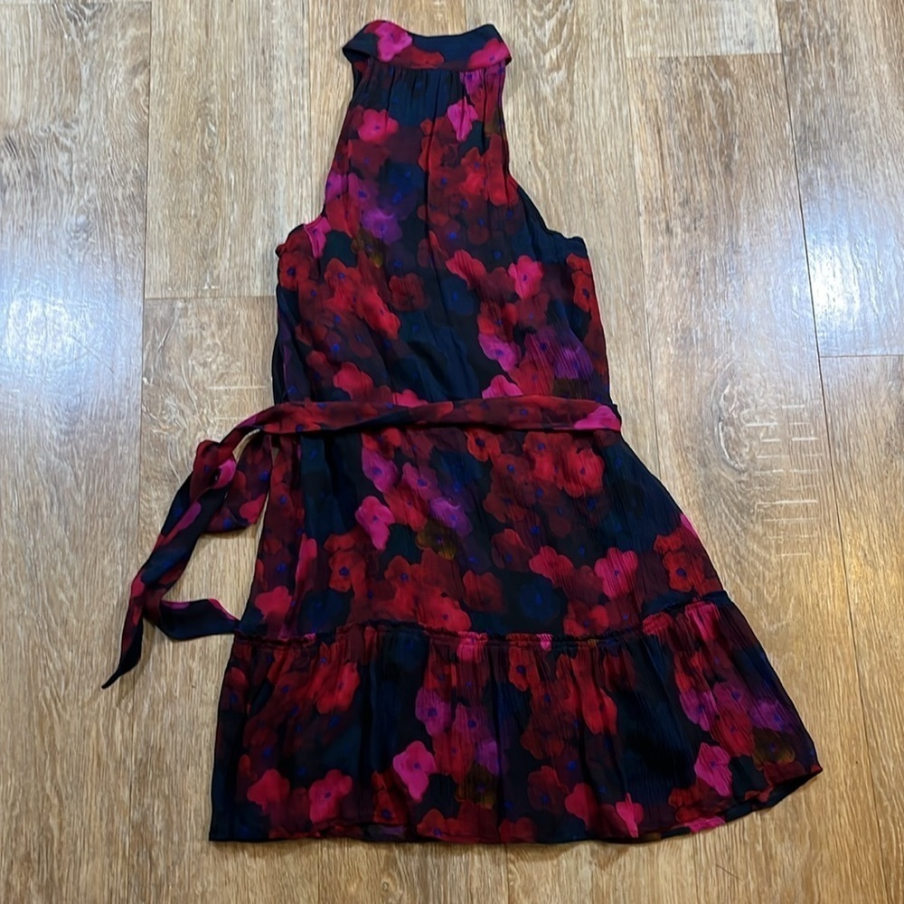 PAIGE Cayman Dress Women's Sz Small Black Multi Waterlily Mini Floral EUC Silk - Picture 15 of 15